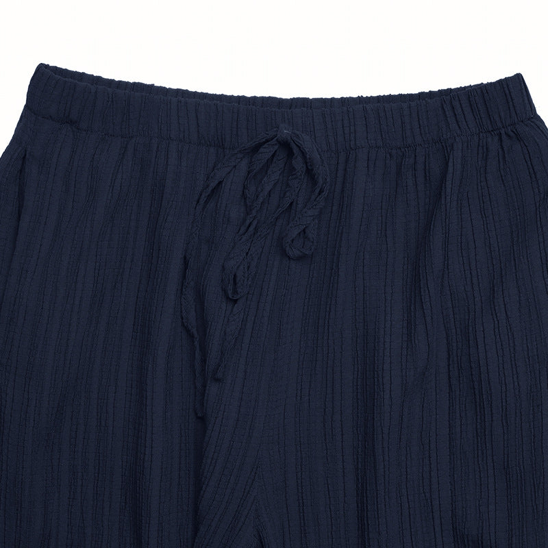 Strapless Smocked Ruffle Top Wide Leg Pants Set