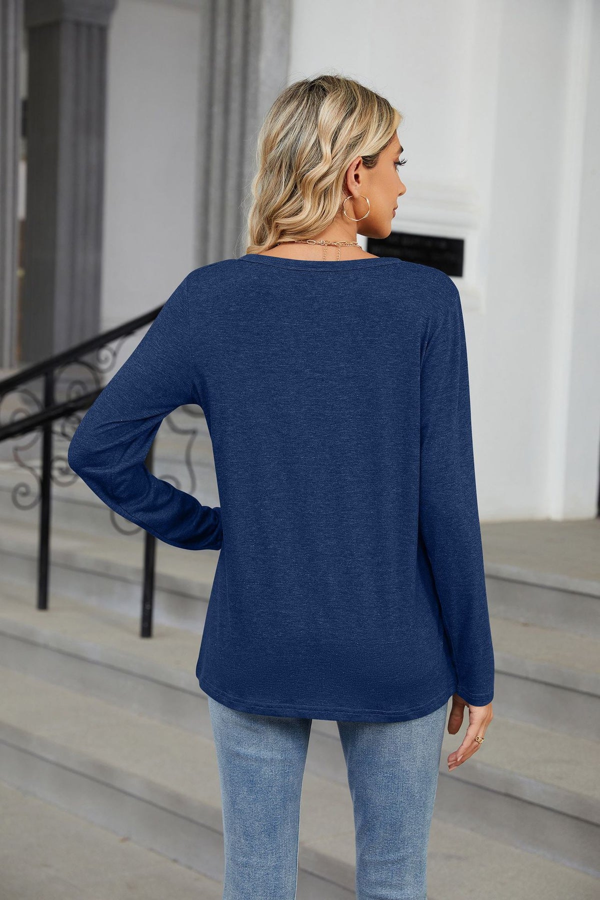 Women's Oversized V Neck Long Sleeve Tunic Top
