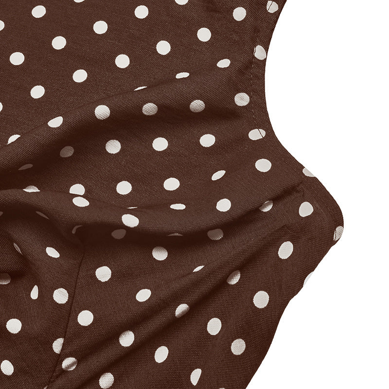 Polka Dot Halter Mini Dress Ruffle Hem Sundress