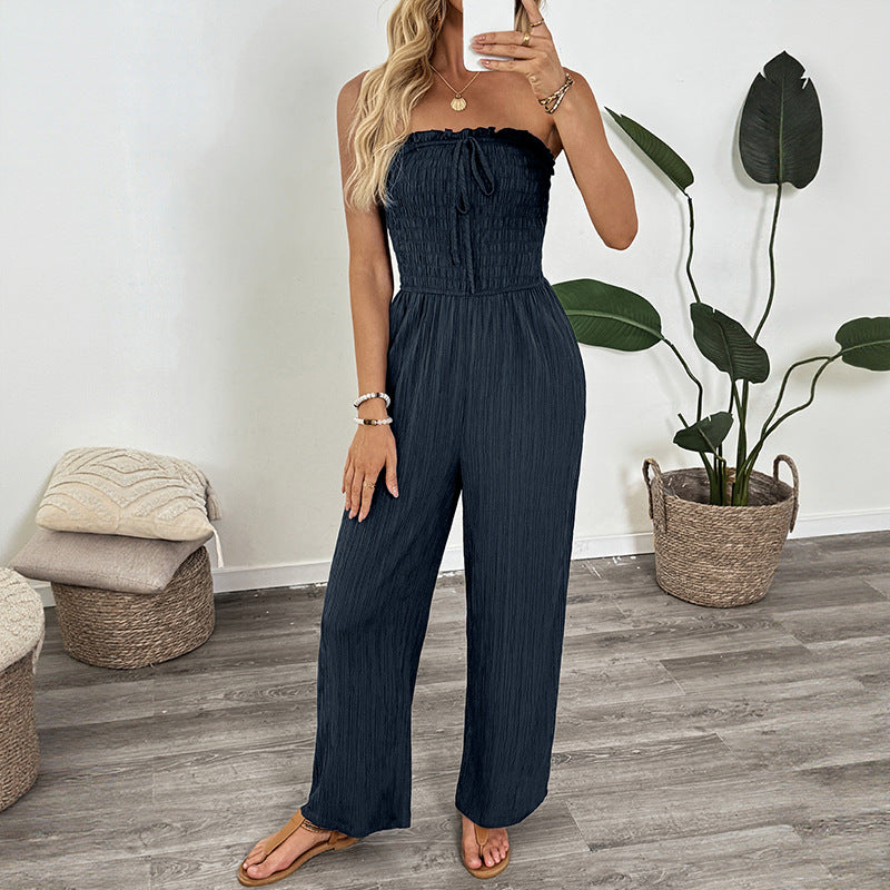 Sleeveless Solid Color Relaxed Fit Holiday Romper