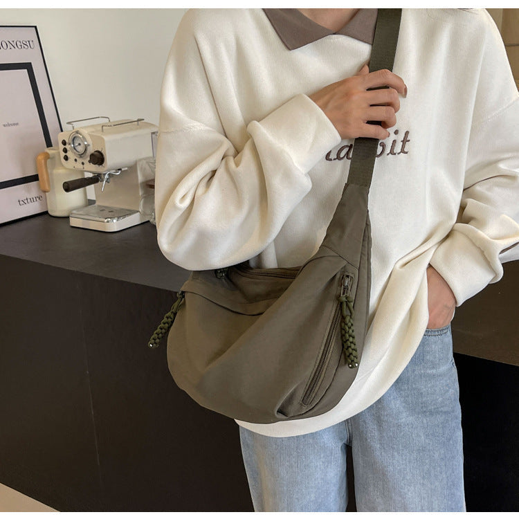 Olive Crossbody Moon Sling Bag Casual Nylon Shoulder Purse
