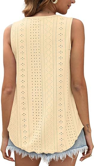 Women's Summer Loose Fit Round Neck Sleeveless Vest Top
