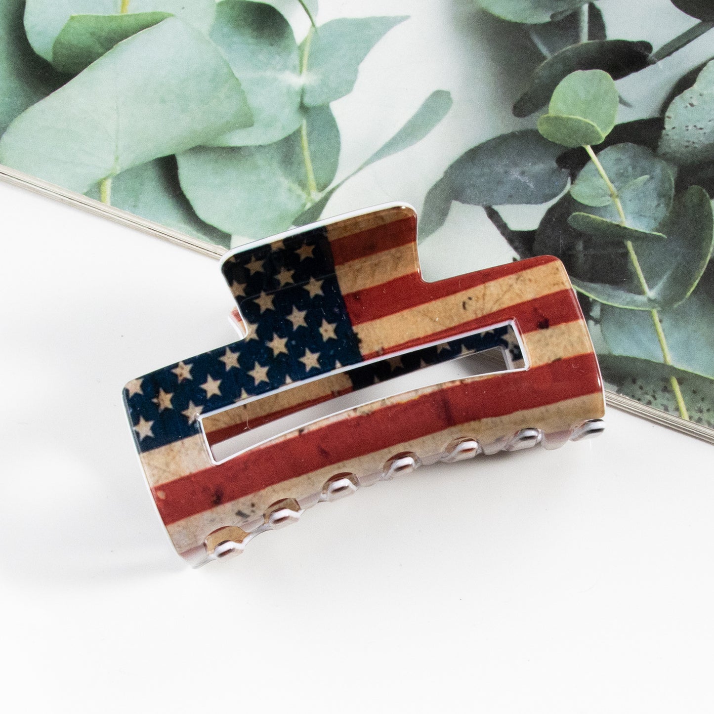 Patriotic American Flag Hair Claw Clip 4th of July Accessory