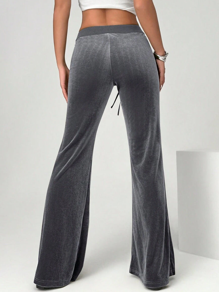 Velvet Flare Pants High Waist Wide Leg Casual Trousers