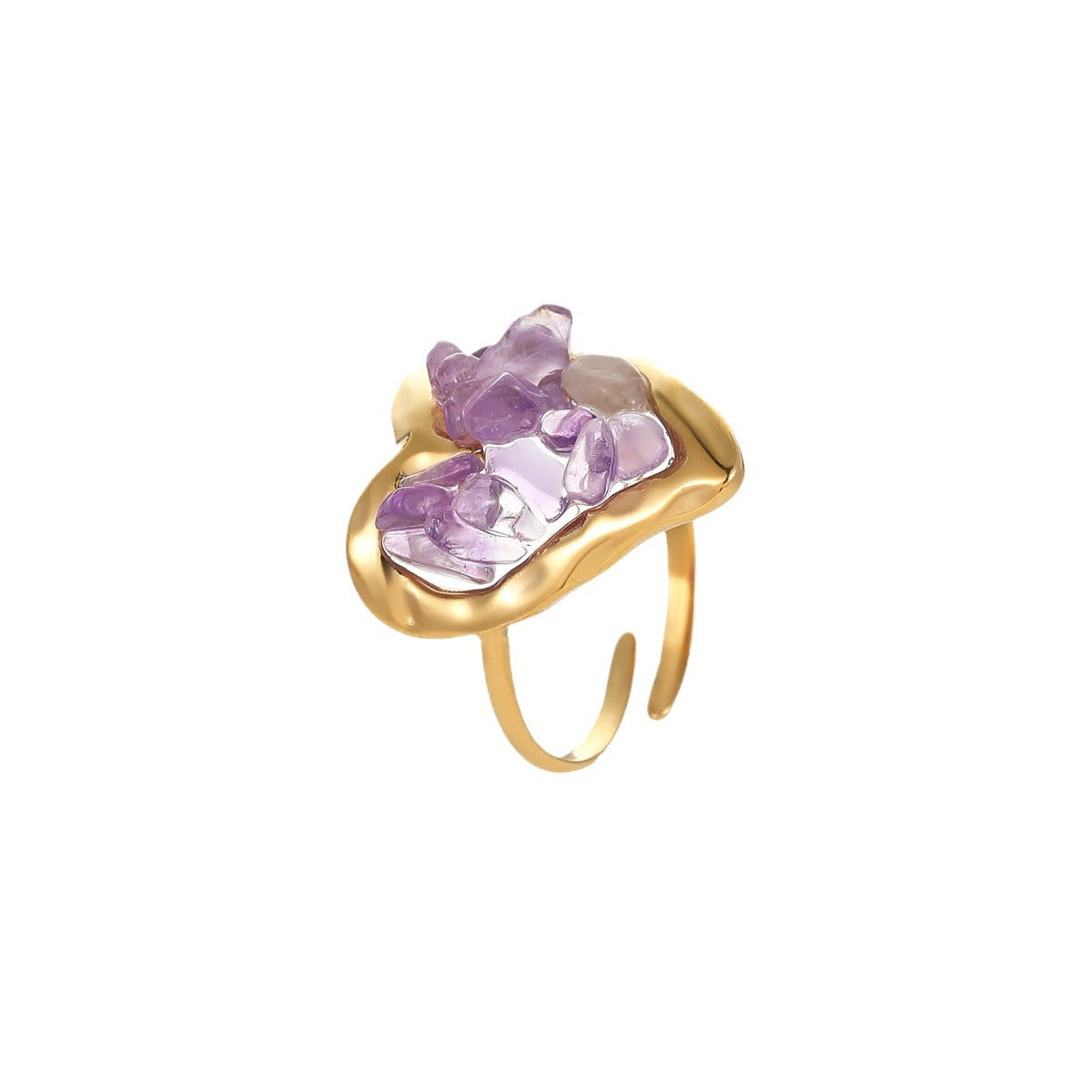18K Gold Plated Natural Stone Heart Dainty Ring