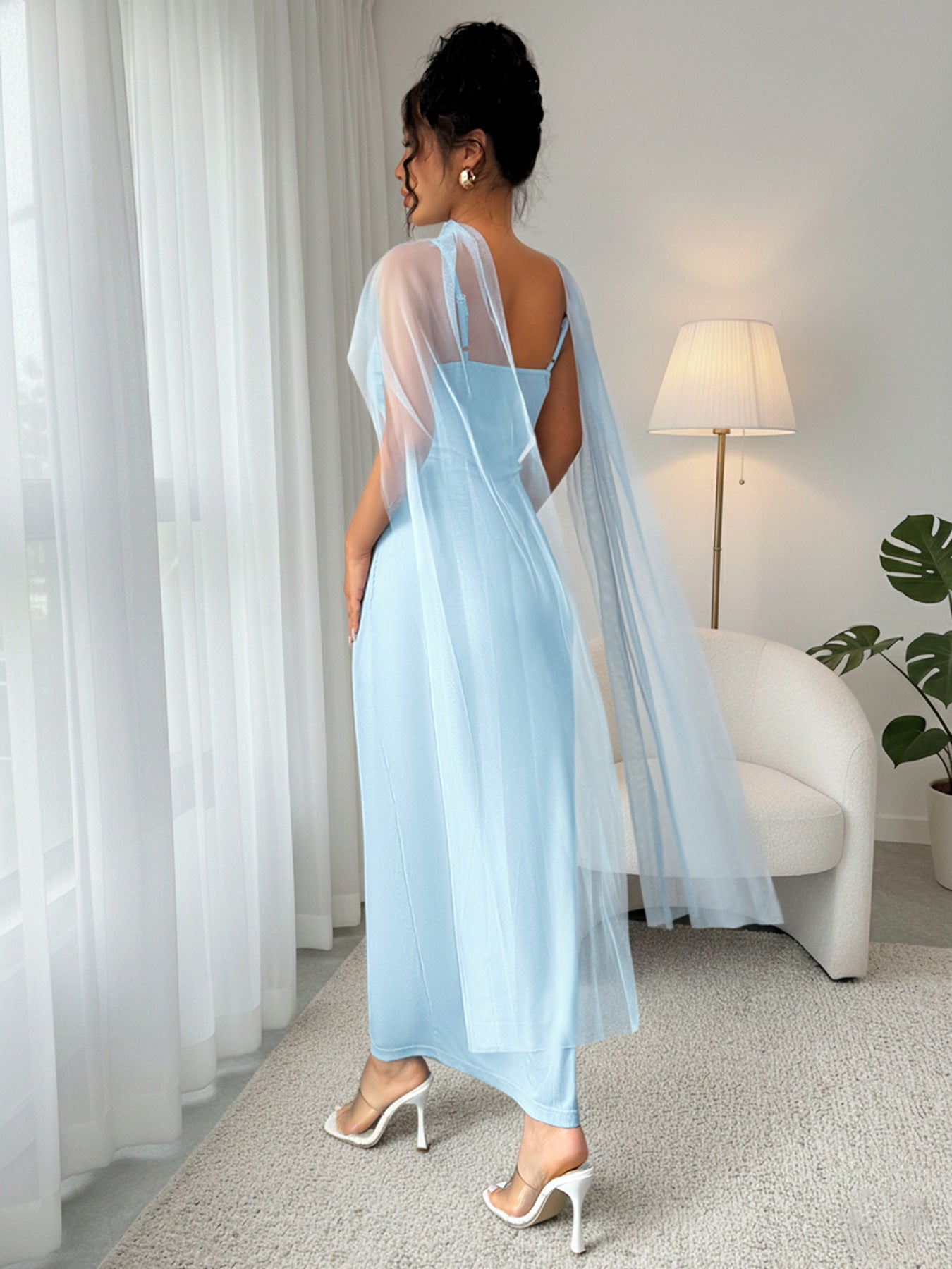 Sexy Blue Bodycon Maxi Dress Spaghetti Strap Party Evening