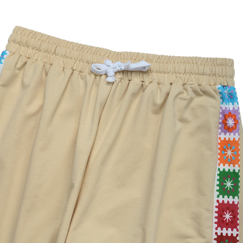 Loose Color Strip Splicing Sweatpants