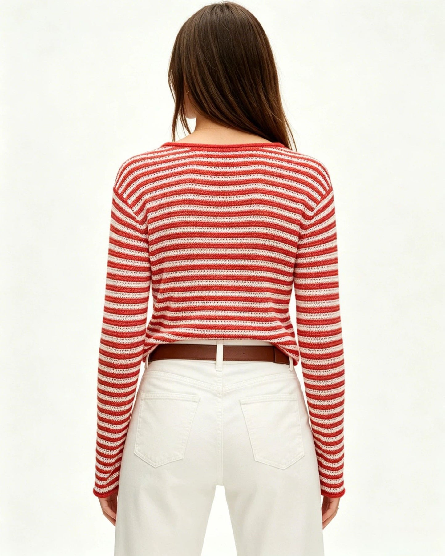 Striped Oversized Sweater Casual Crew Neck Fall Pullover