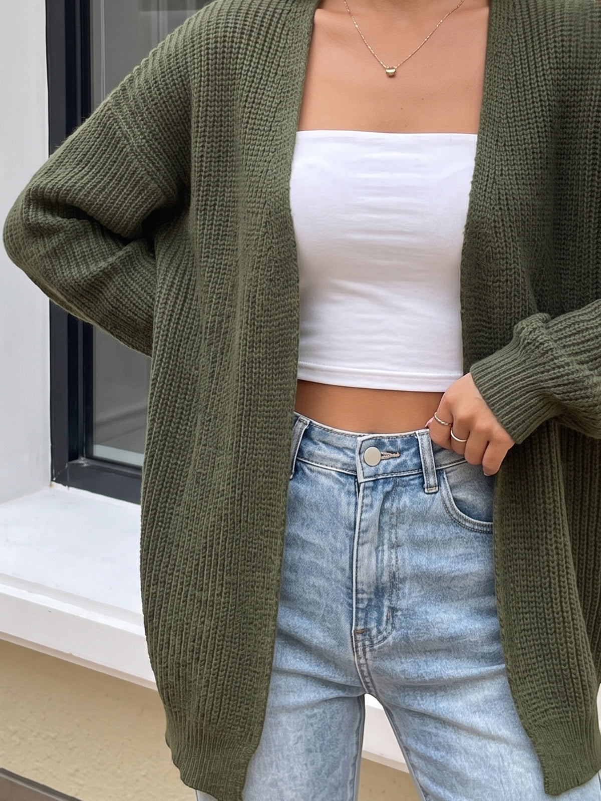 Women's Oversized Chunky Knit Open Front Cardigan Sweater