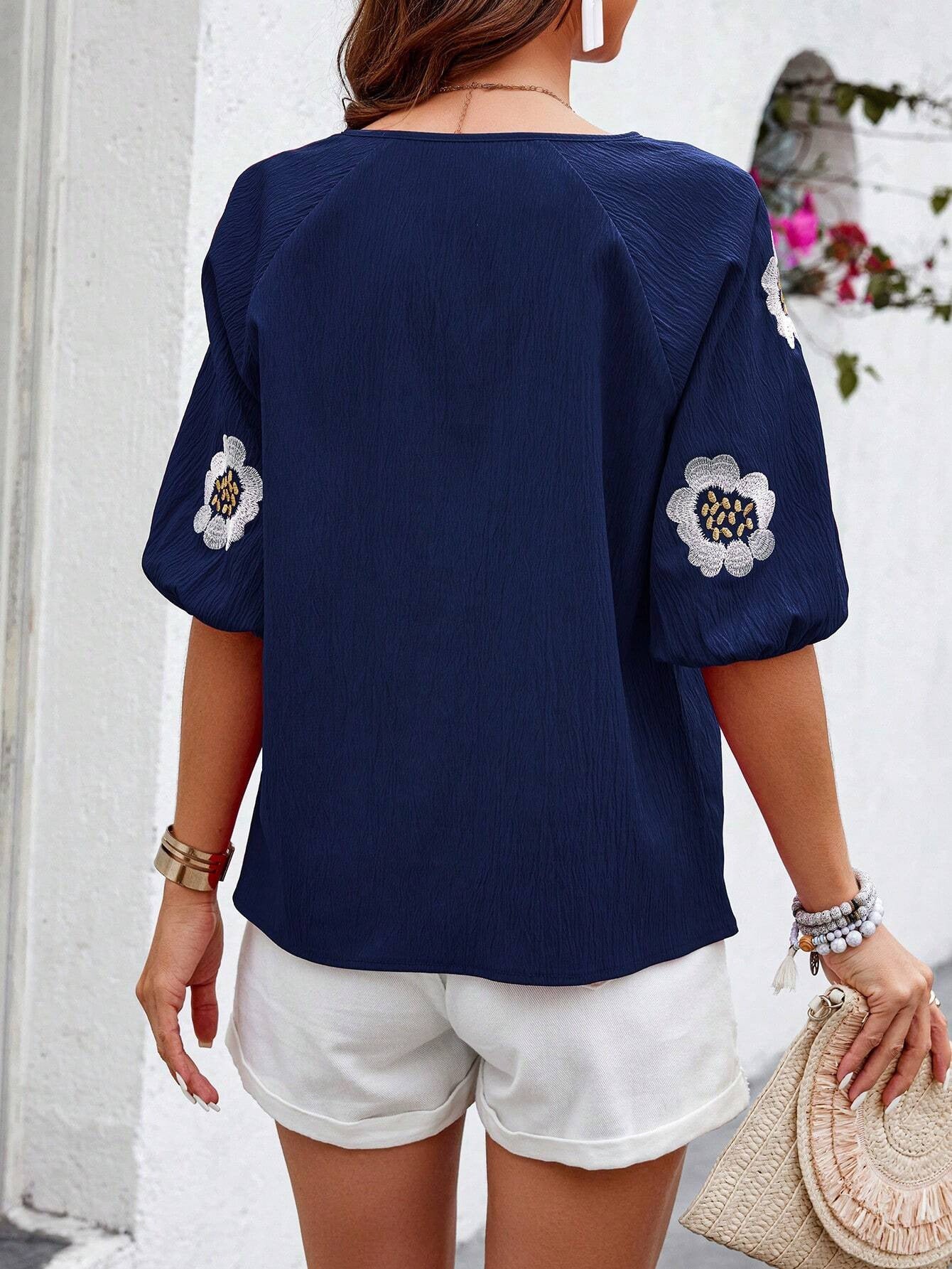 Long Sleeve Blouse V Neck Top Shirt