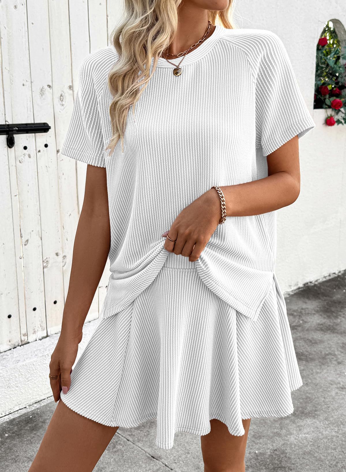 Textured Knit Matching Skirt Set Casual Lounge