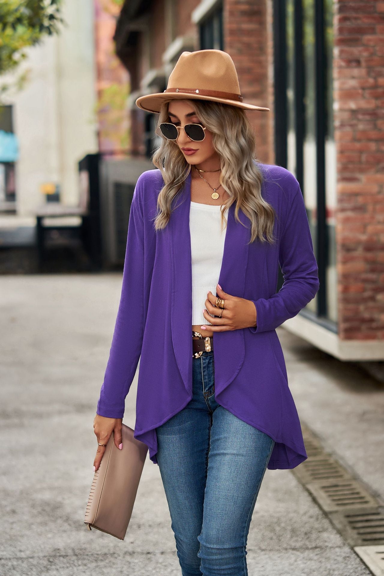 Open Front Knit Cardigan Long Sleeve Casual Sweater