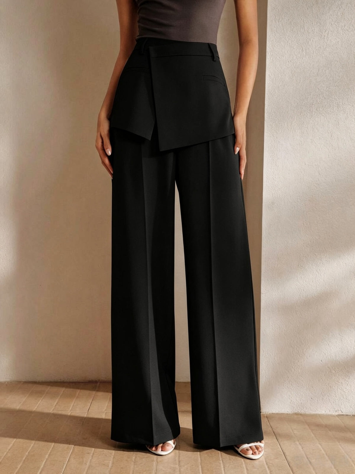 Women's High Waist Wide Leg Layered Corset Dress Pants