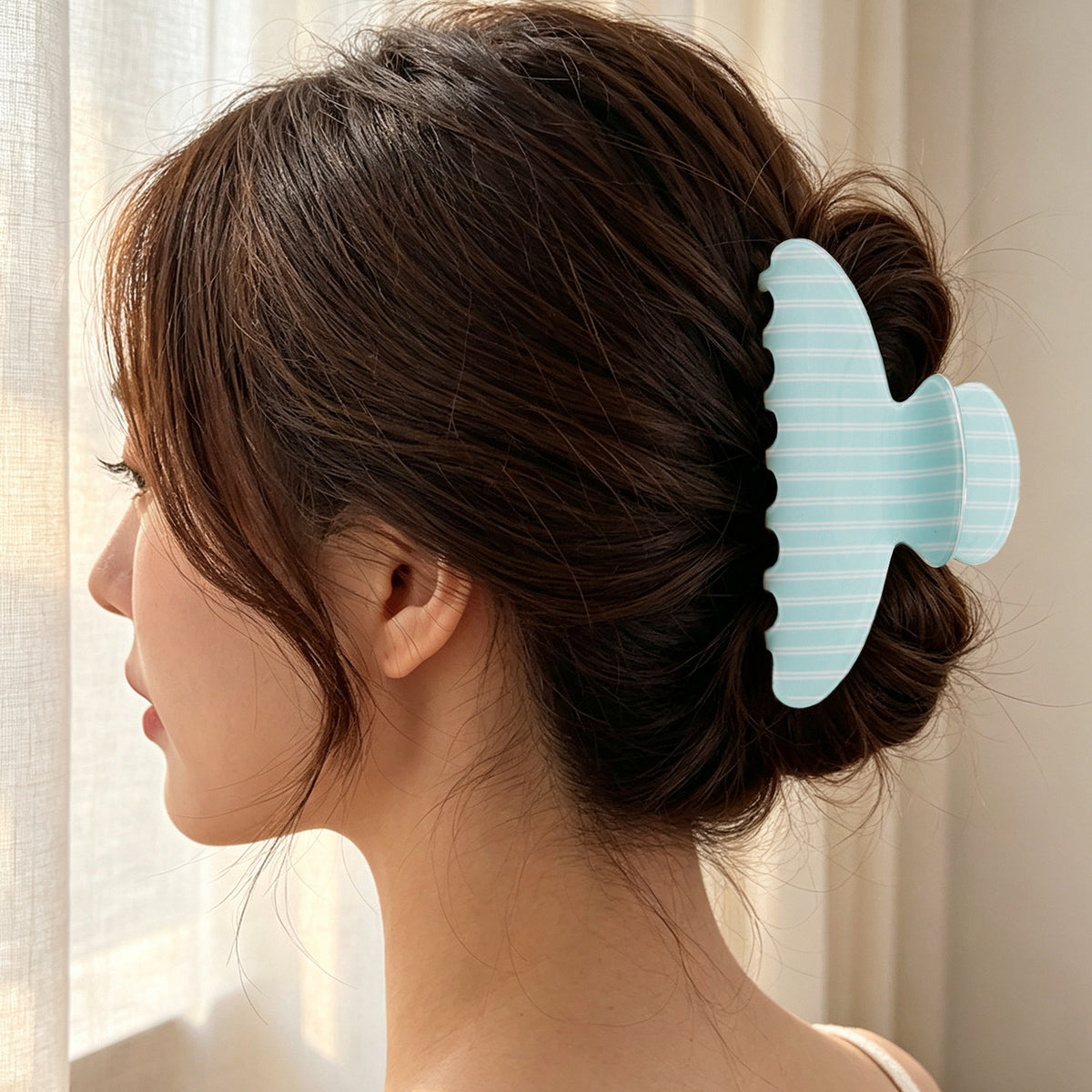 Pastel Stripe Large Hair Claw Clip