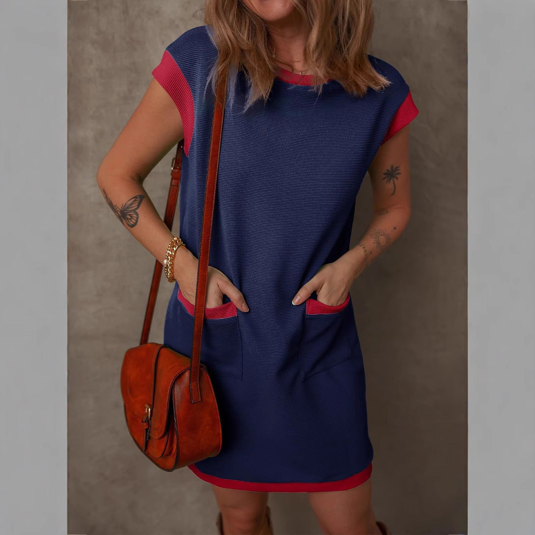 Womens Casual T Shirt Dress Pocket Short Sleeve Loose Fit