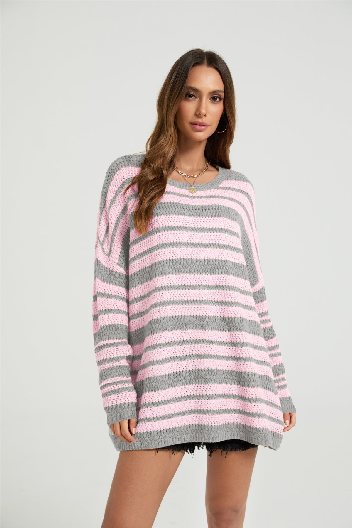 Women's Oversized Striped Chunky Knit Sweater