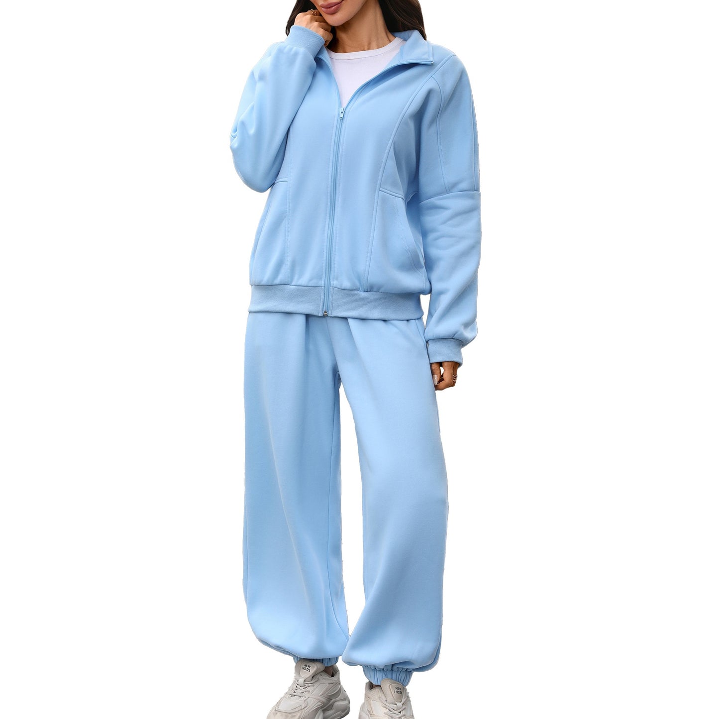 Women's Fleece Lined Zip Up Sweatsuit Joggers Set