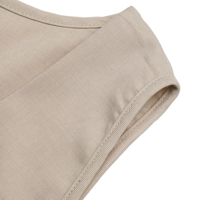 Solid Textured Set Casual Tie Front Vest Shorts