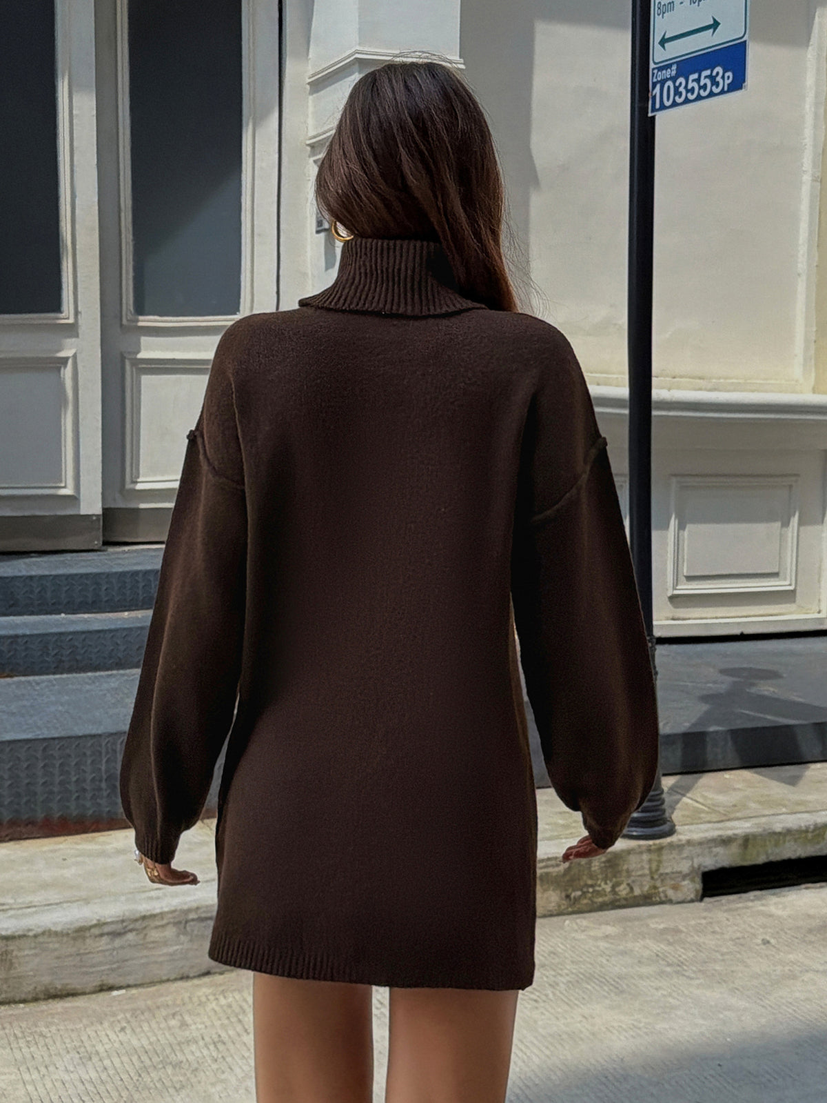 Turtleneck Sweater Dress Long Sleeve Bodycon Mini
