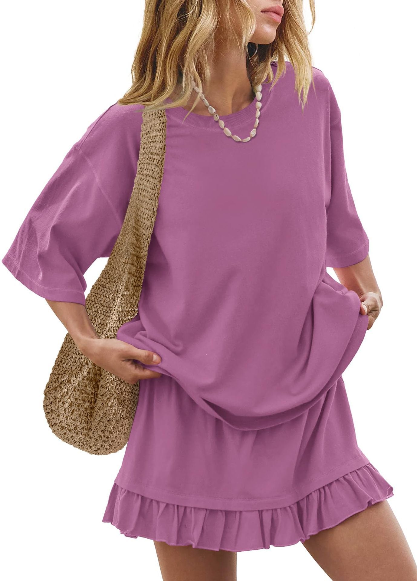 Casual Short Sleeve Top and Ruffle Mini Skirt 2-Piece Set