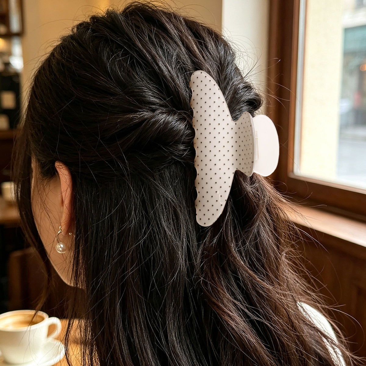 Polka Dot Large Hair Claw Clip