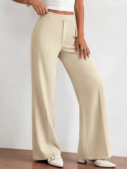 Women's High Waisted Wide Leg Dress Pants with Pockets