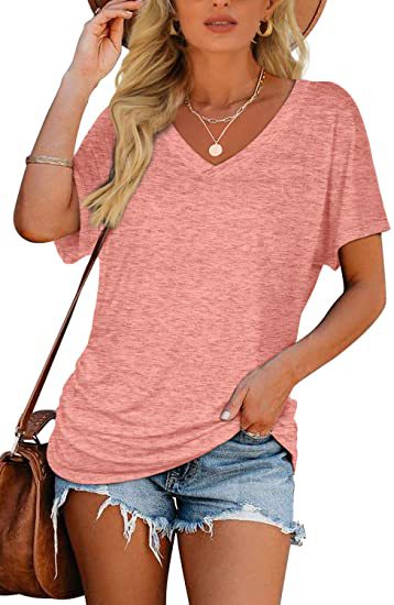 Black V Neck Loose Fit Basic Tee