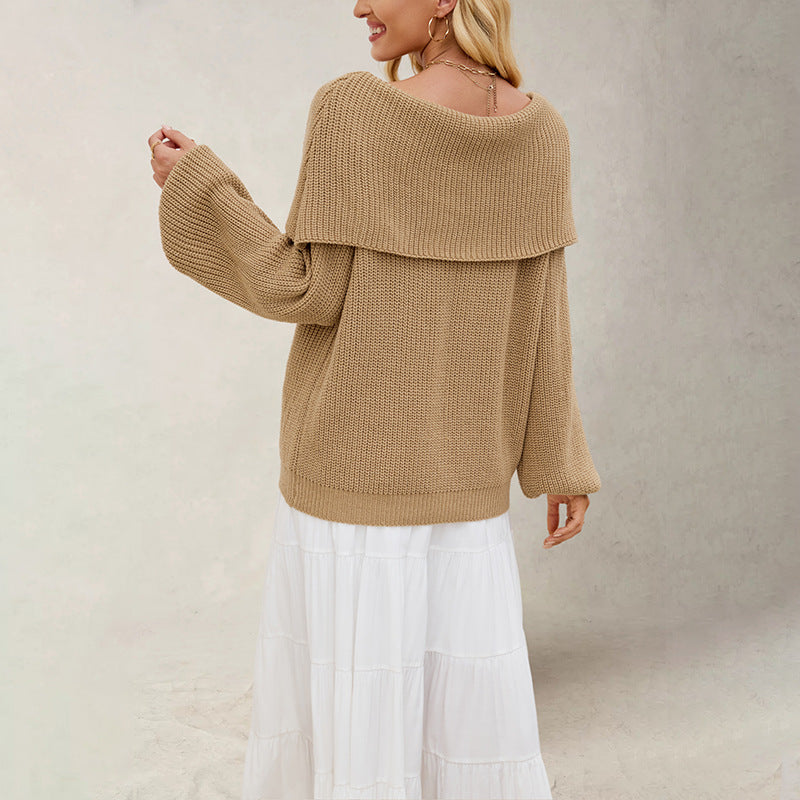 Women's Off Shoulder Chunky Knit Oversized Pullover Sweater