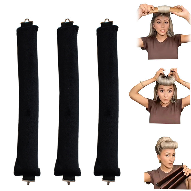 No-Heat Hair Curlers, 3-Loop Rubber Rods for Soft Waves
