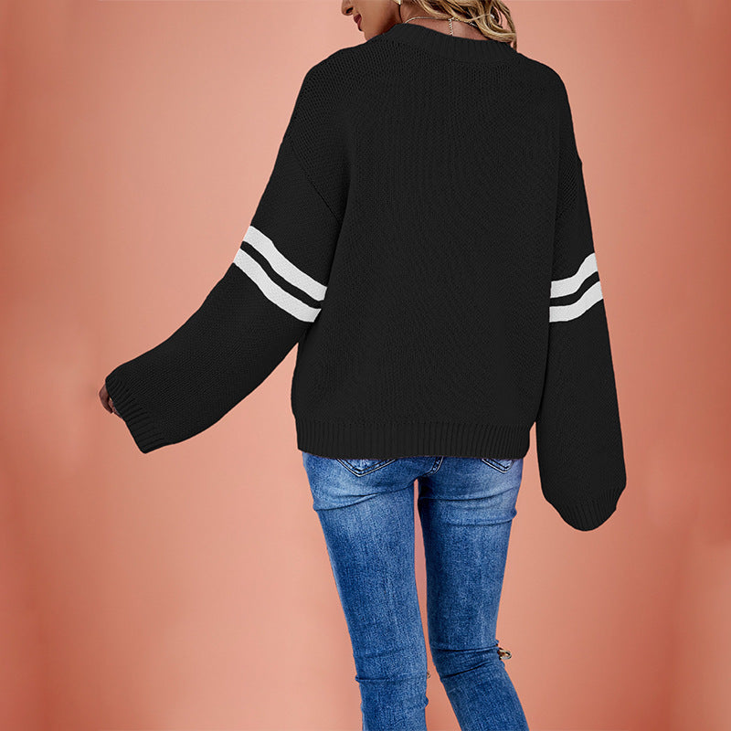 Women's Heart Crewneck Sweater Oversized Color Block