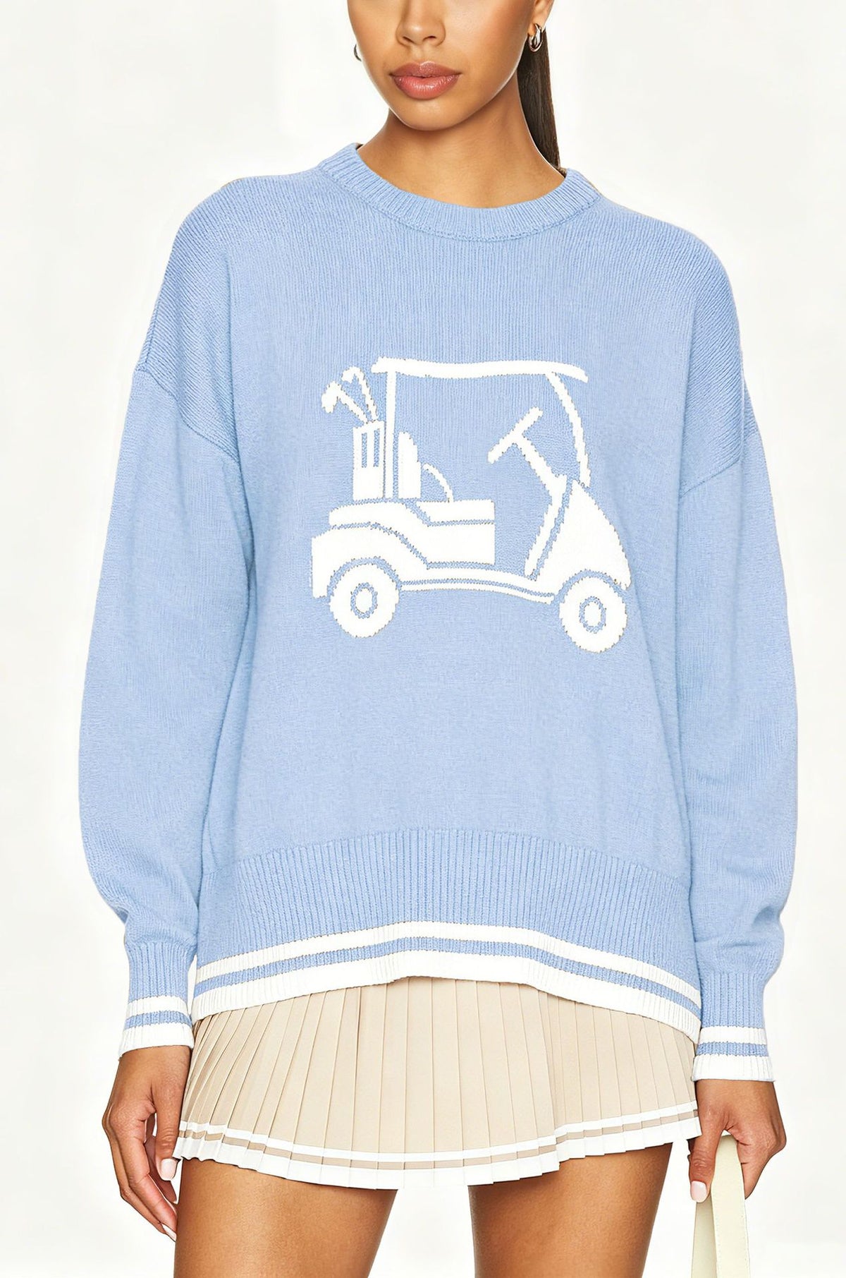 Women's Oversized Golf Cart Crew Neck Sweater