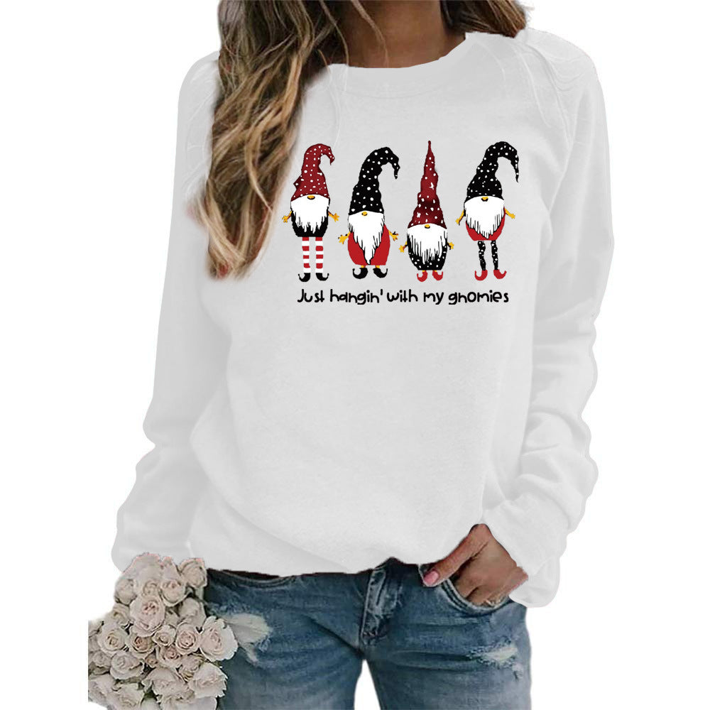 Womens Christmas Gnomes Graphic Crewneck Sweatshirt