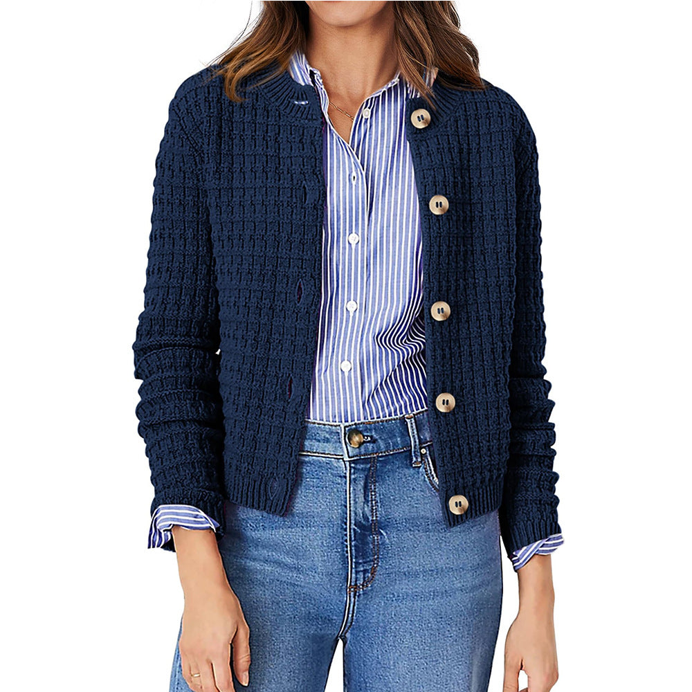 Button-Down Knit Cardigan for Casual Office Wear