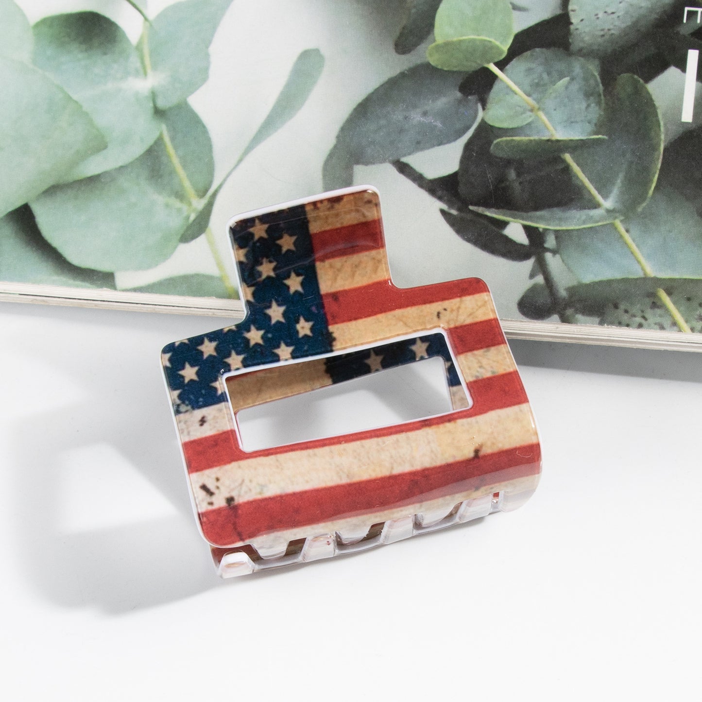 Patriotic American Flag Hair Claw Clip 4th of July Accessory