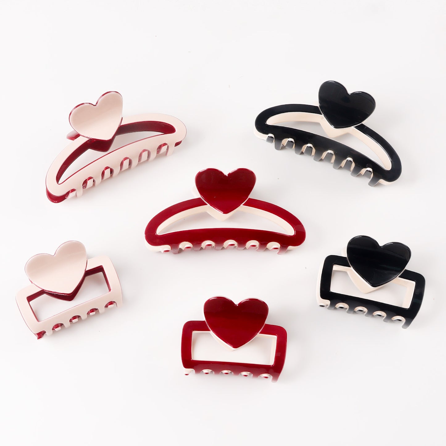 Valentine Heart Colorblock Hair Claw Clip for Women
