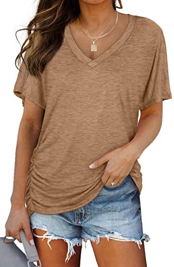 Black V Neck Loose Fit Basic Tee