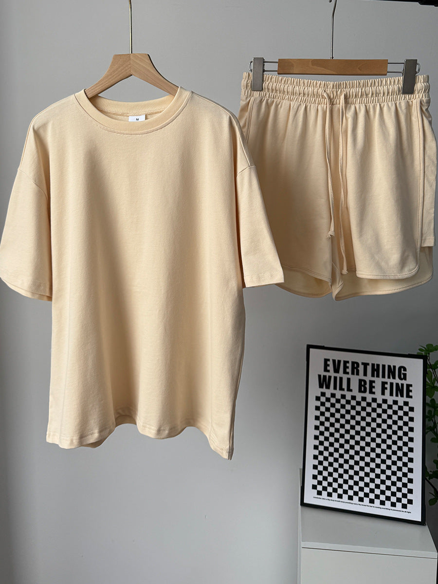 Two Piece Shorts Set, Oversized Tee & Drawstring Shorts