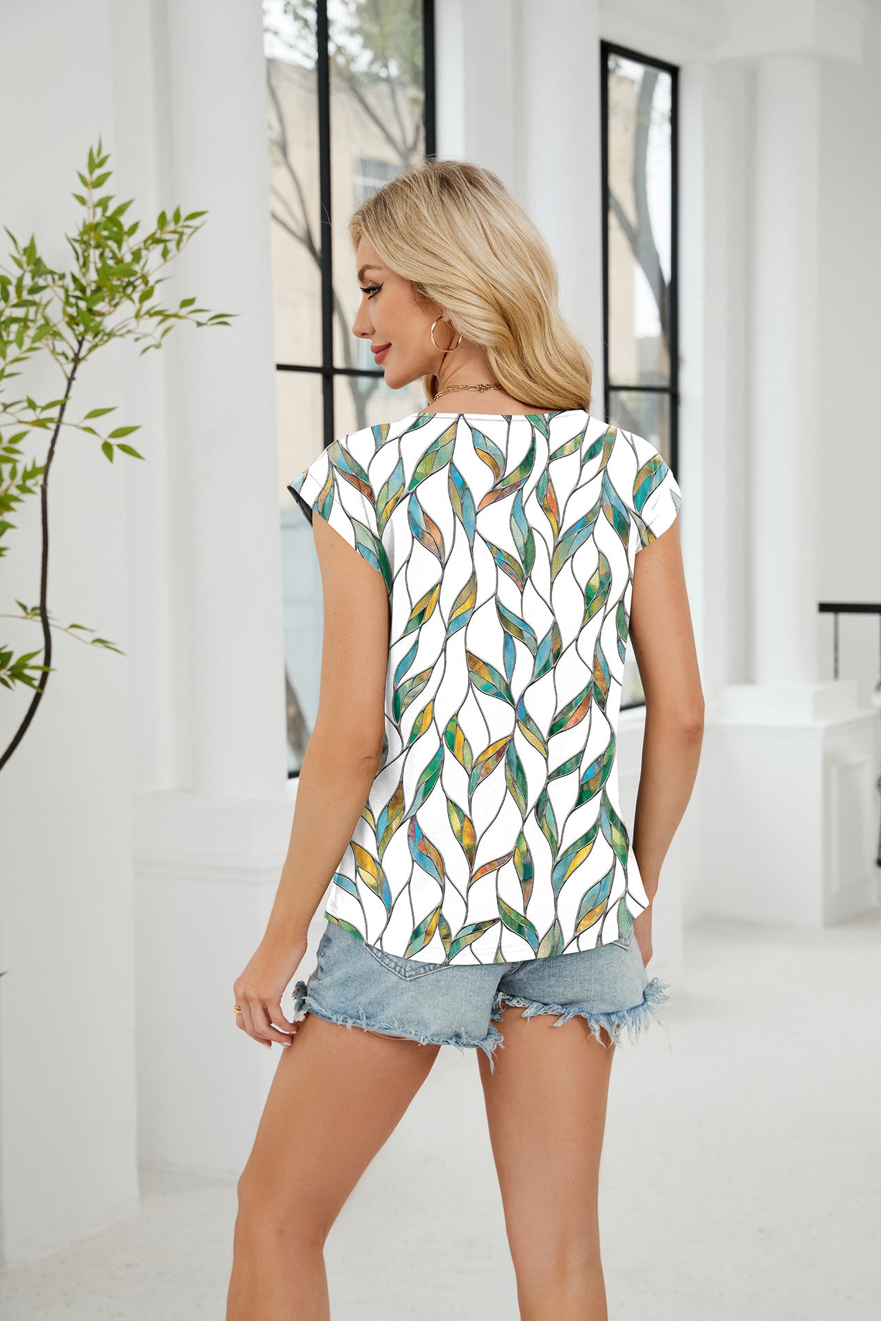 Striped Print Casual Round Neck Short Sleeve T-Shirt