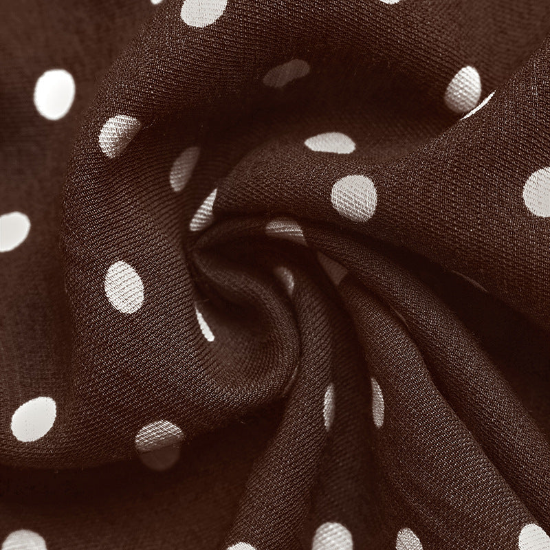 Polka Dot Halter Mini Dress Ruffle Hem Sundress