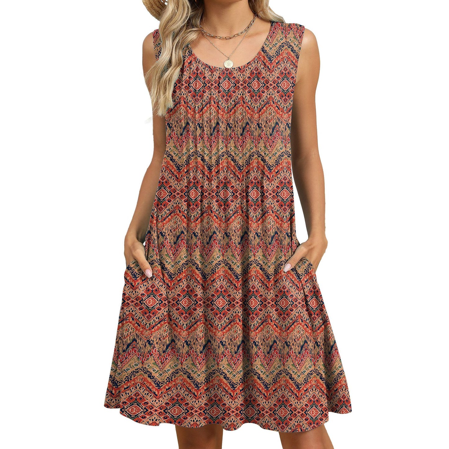 Boho Style Casual Sundress with Pockets for Women