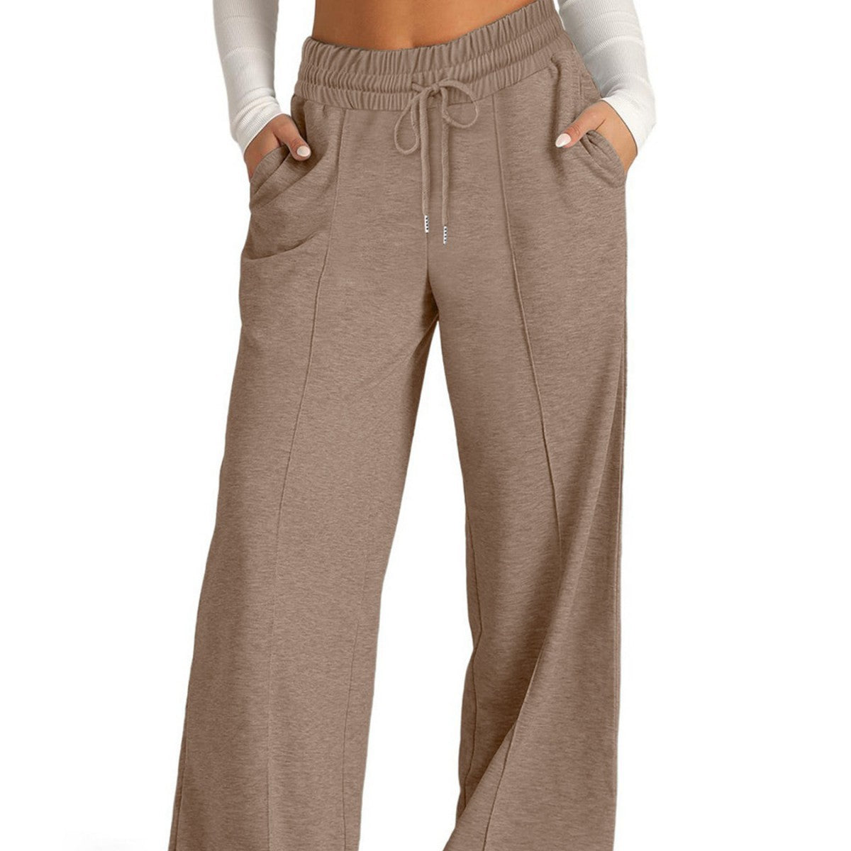 Women’s Wide Leg Pants High Waist Drawstring Casual Trousers