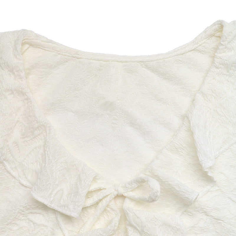 Ruffle V Neck Tie Front Long Sleeve Casual Blouse Top