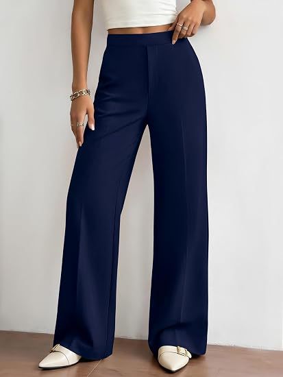 Women's High Waisted Wide Leg Dress Pants with Pockets