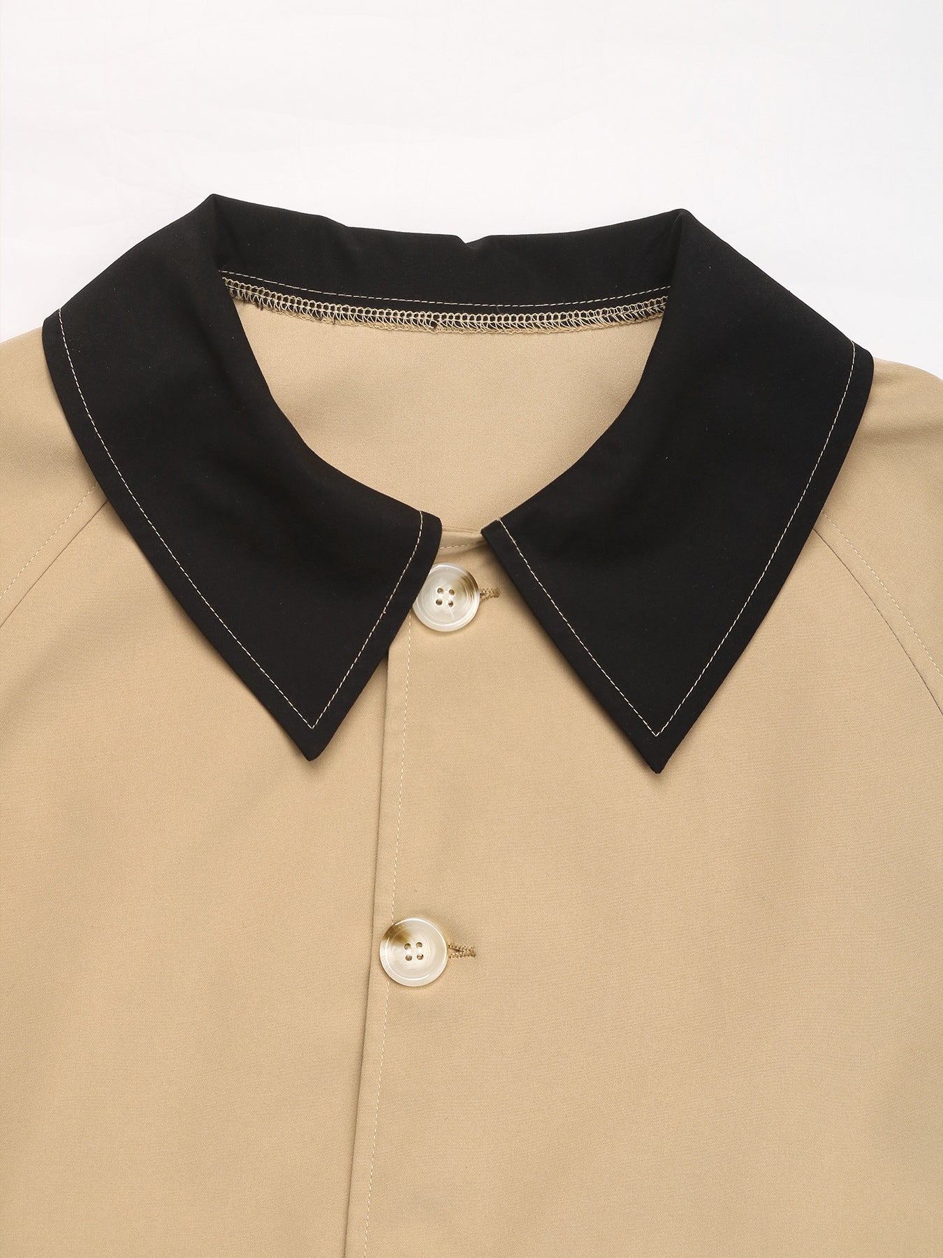 Contrast Collar Cropped Jacket Oversized Casual Outerwear