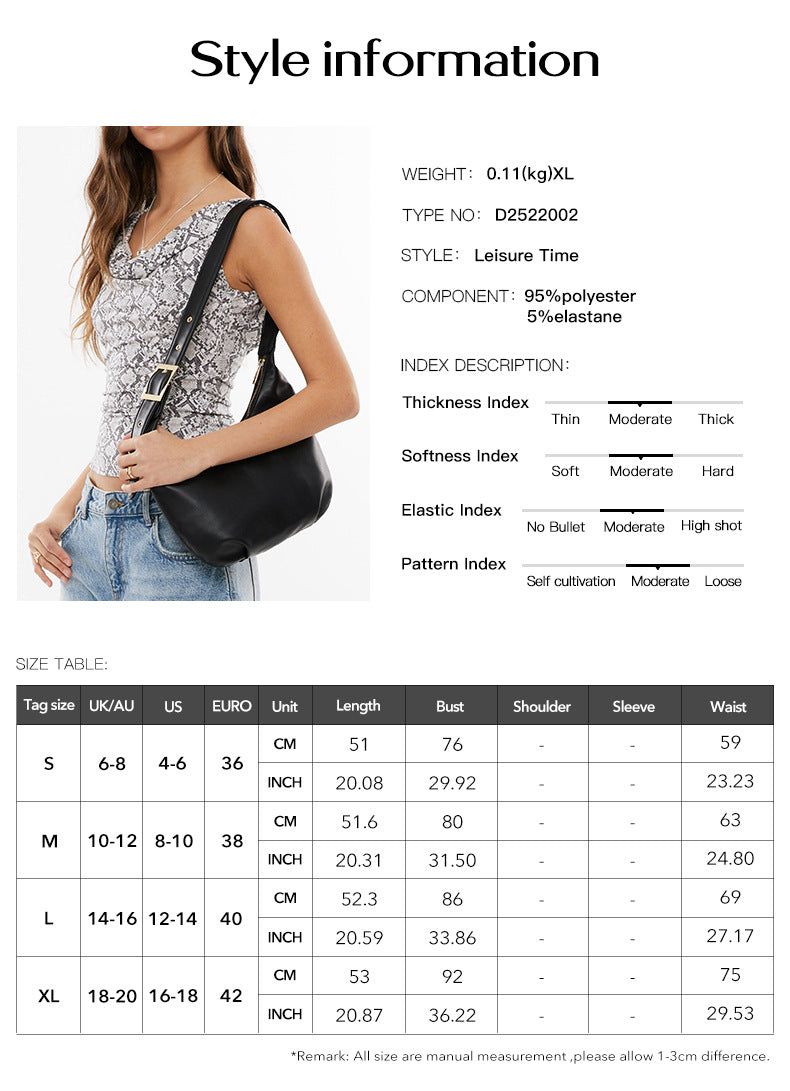 Y2K Sexy Style Knitted Snake Pattern Top Suspender