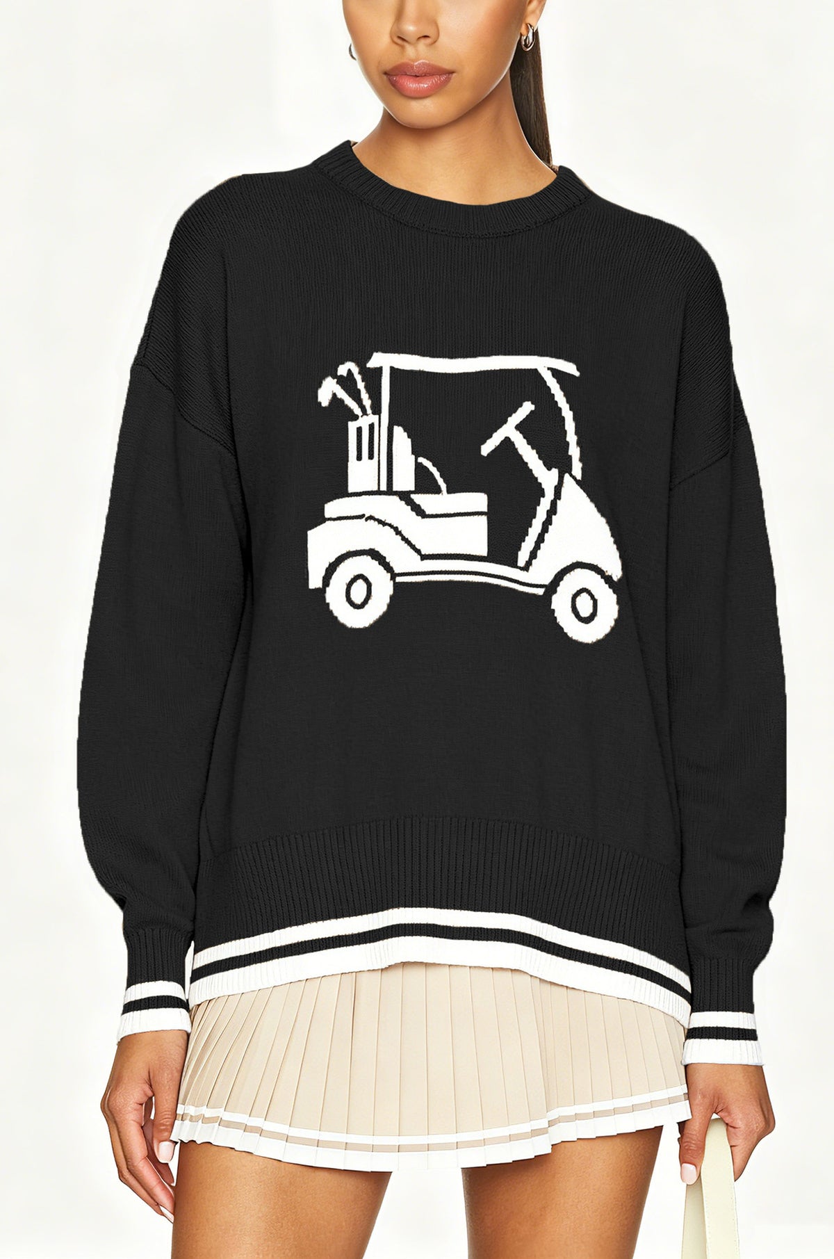 Women's Oversized Golf Cart Crew Neck Sweater