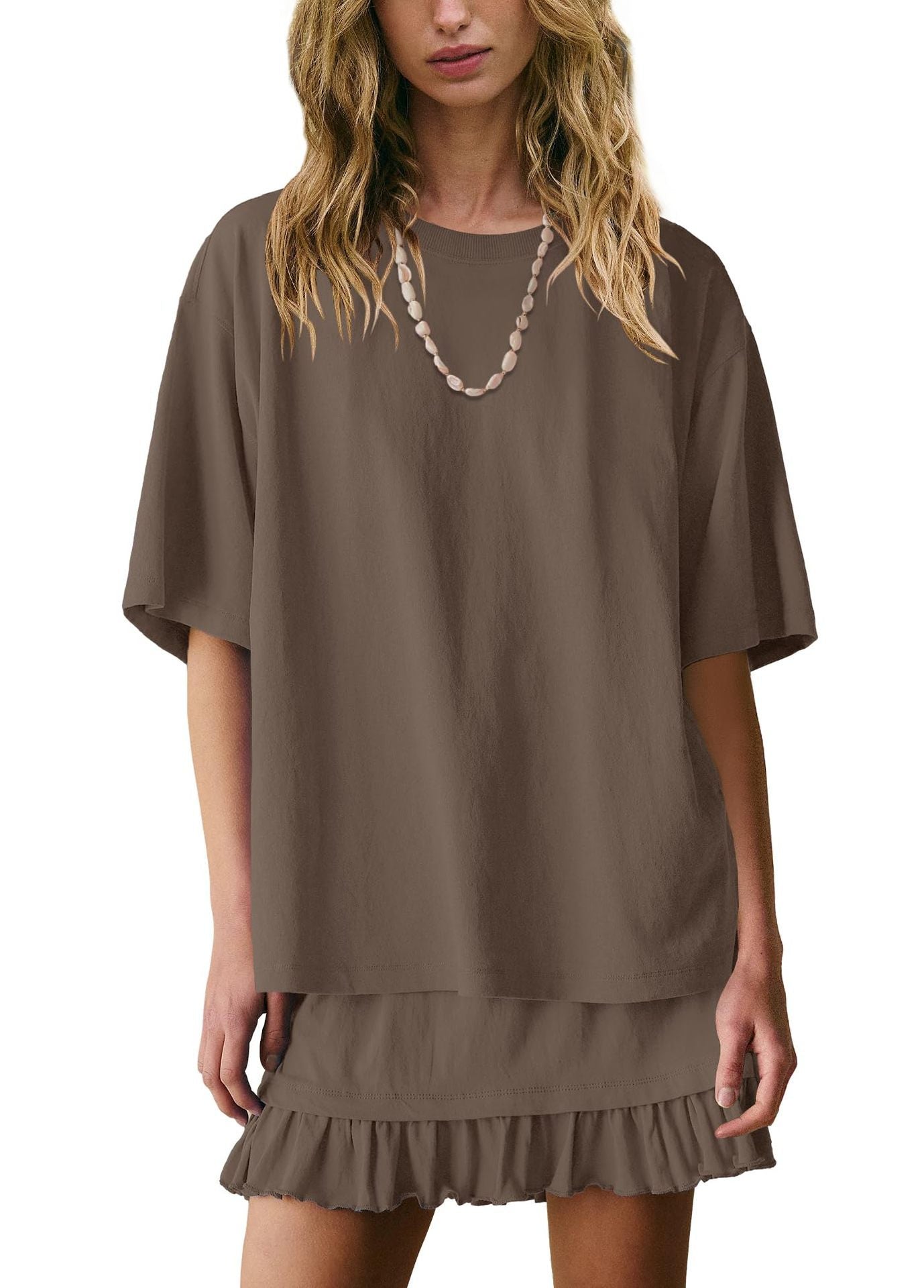 Casual Short Sleeve Top and Ruffle Mini Skirt 2-Piece Set