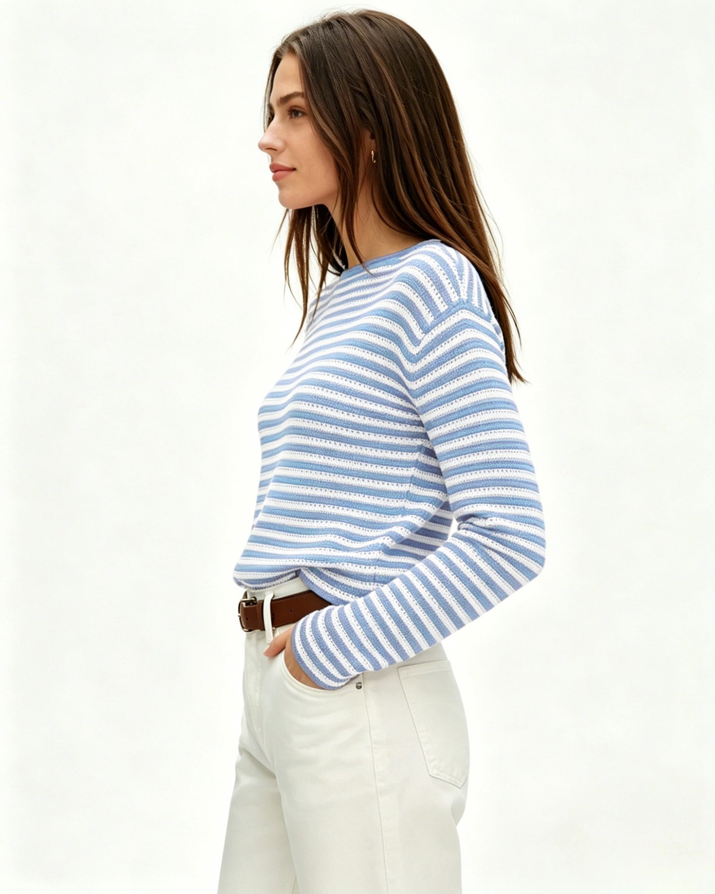 Striped Oversized Sweater Casual Crew Neck Fall Pullover