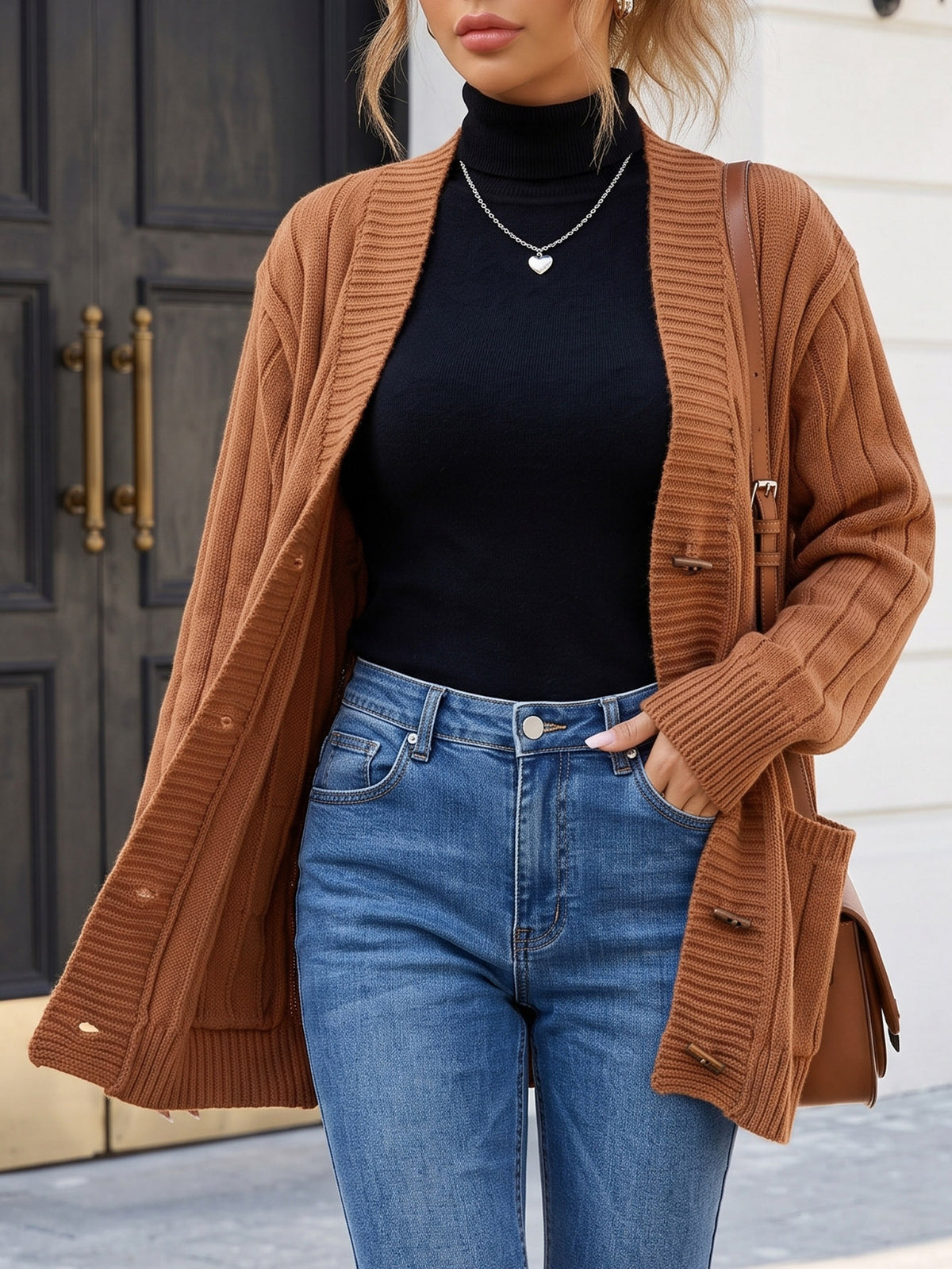 Women's Oversized Ribbed Cardigan Sweater Pockets