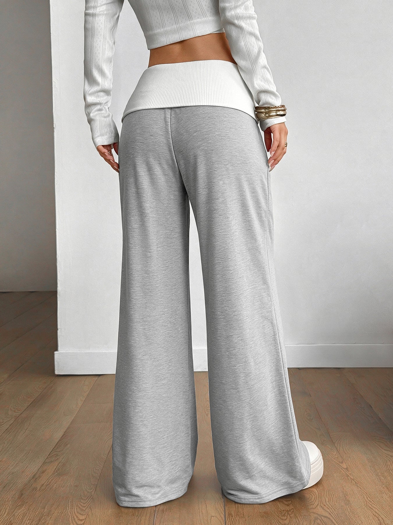 Foldover Waist Wide Leg Lounge Pants